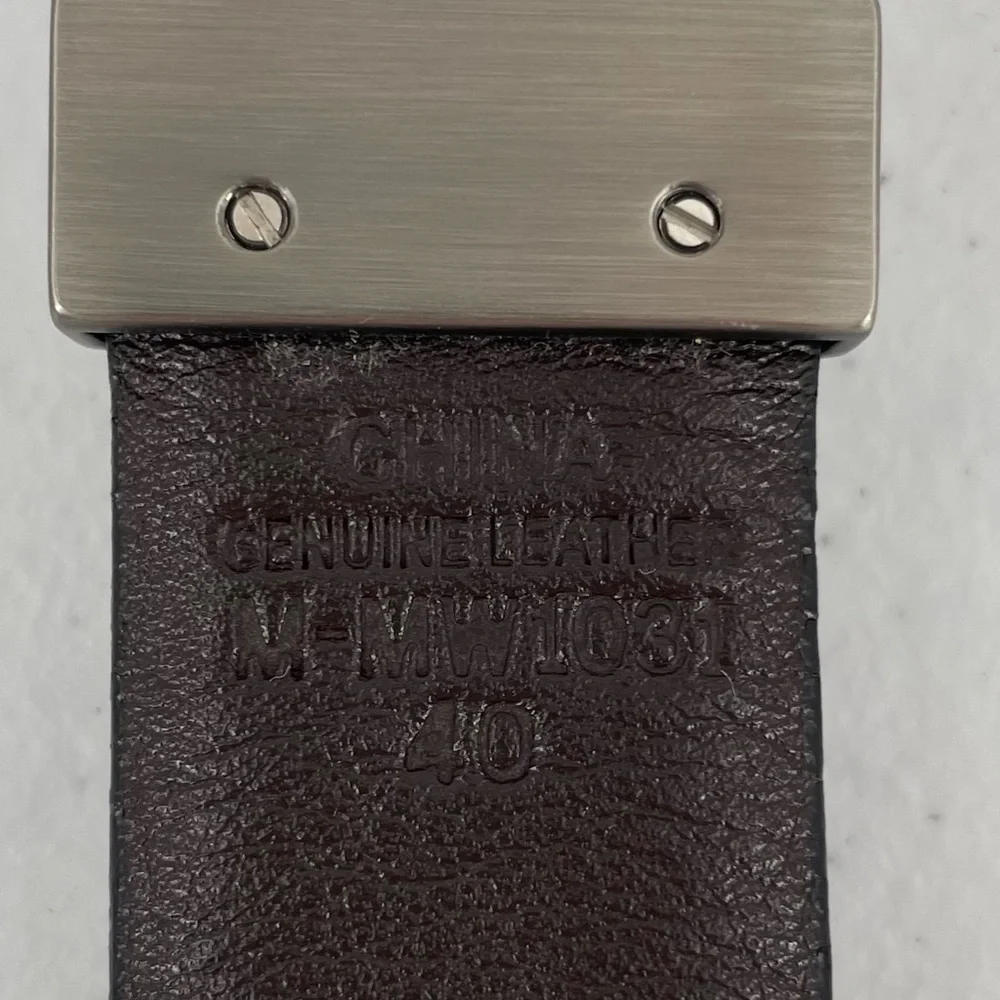 Leather Reversible Black Brown Brushed Silver Buckle Men’s Belt 40 Office Work